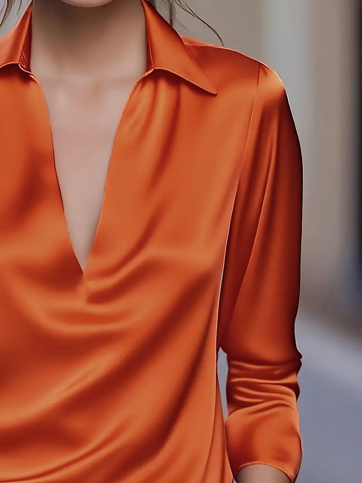 Sylv | Blouse with Deep V-Neck and Long Sleeves