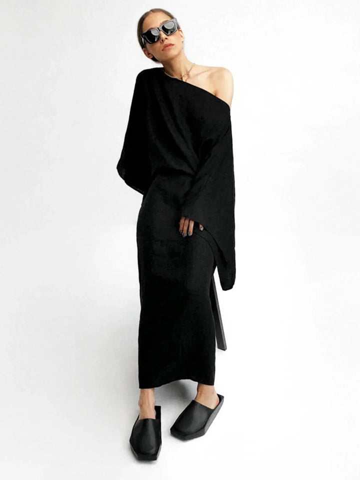 Gianna | Midi Cocktail Dress with Kimono Sleeves and Belted Waist