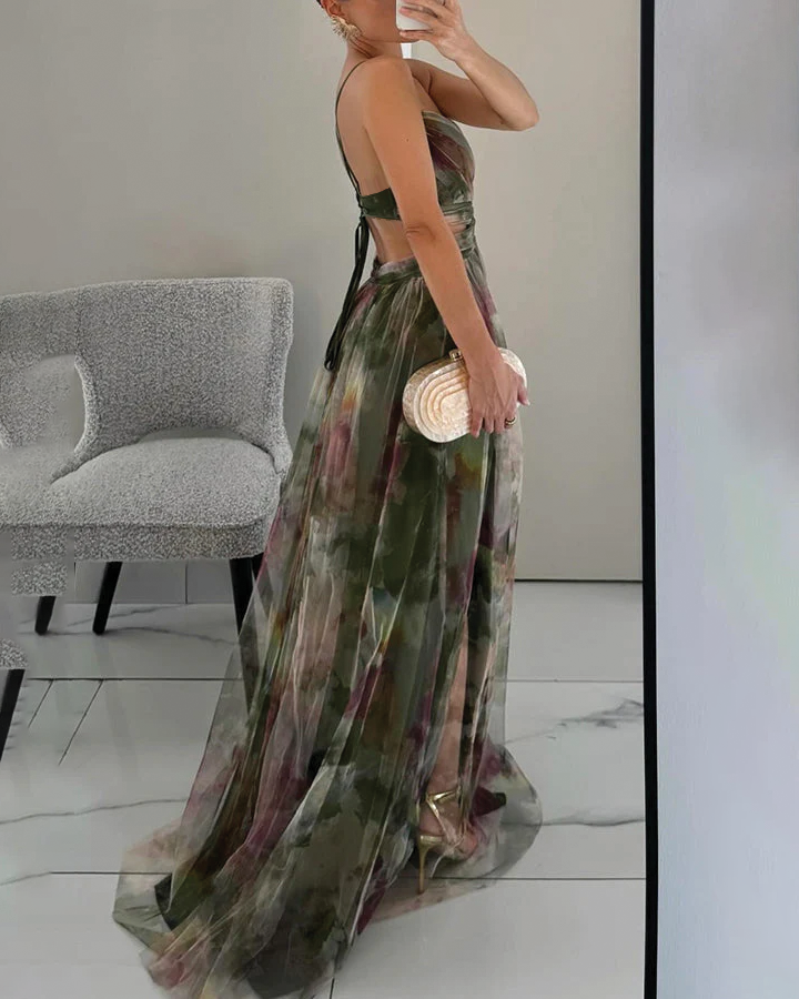 Ruby | Maxi Wedding Guest Dress with Floral Print and V-Neck