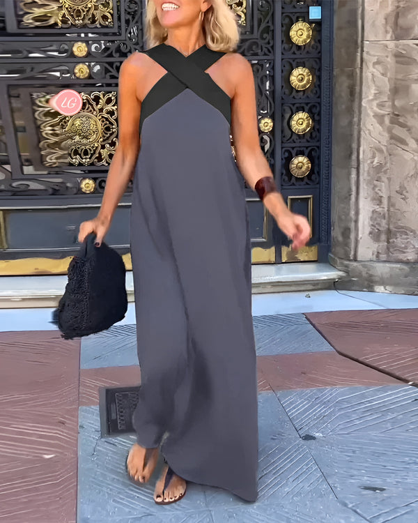 Faith | Maxi Wedding Guest Dress with Halter Neck and Side Slit