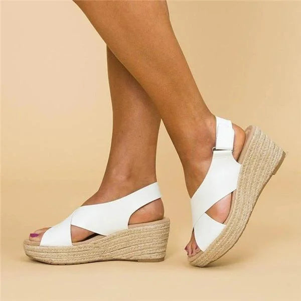 Neve | Orthopedic Espadrille with Cross Strap and Open Toe