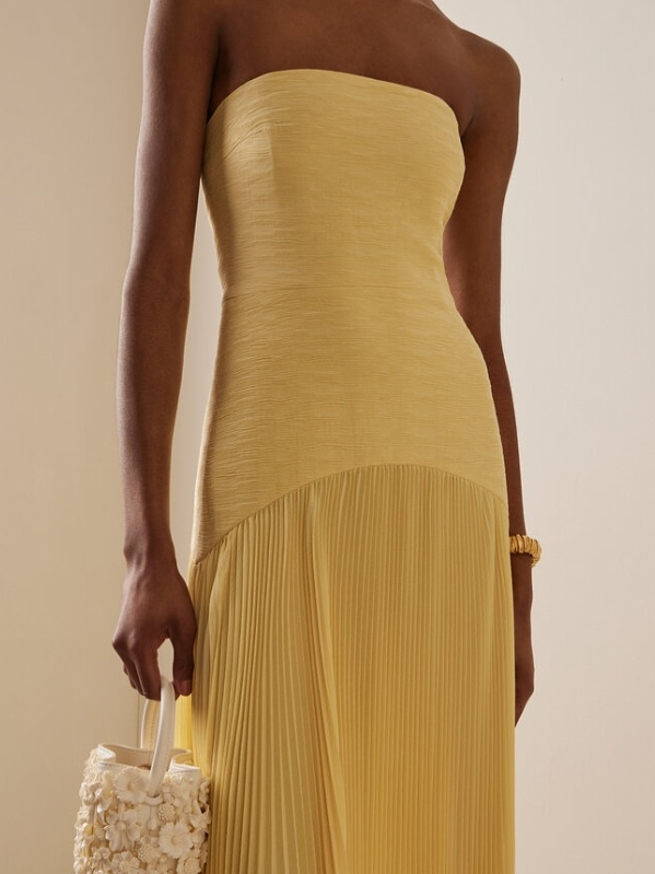 Rosalind | Wedding Guest Maxi Dress Strapless Pleated