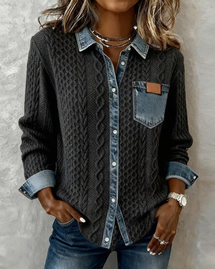 Wren | Cable Shirt with Collar and Button Front