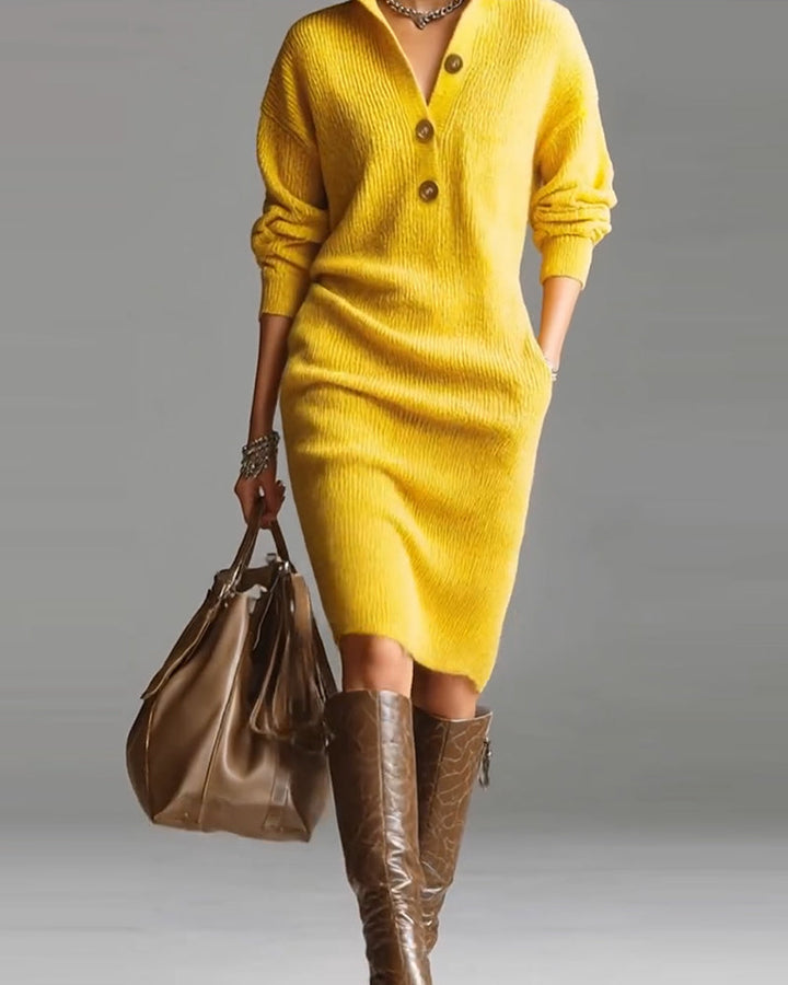 Lydia | Mini Cardigan Dress with Button Collar and Long Sleeves