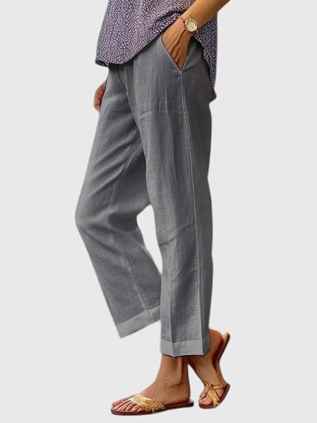 Nell | Straight-Leg Trousers with Cropped Hem and Plain Finish