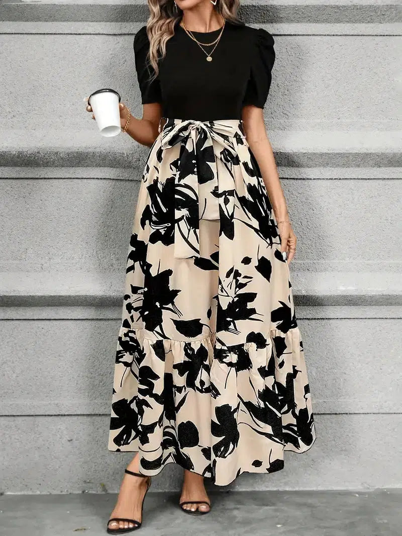 Hannah | Maxi Summer Dress with Floral Print and Tie Waist