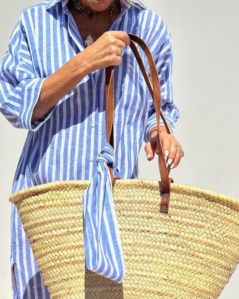 Olivia | Midi Shirt Dress with Vertical Stripes