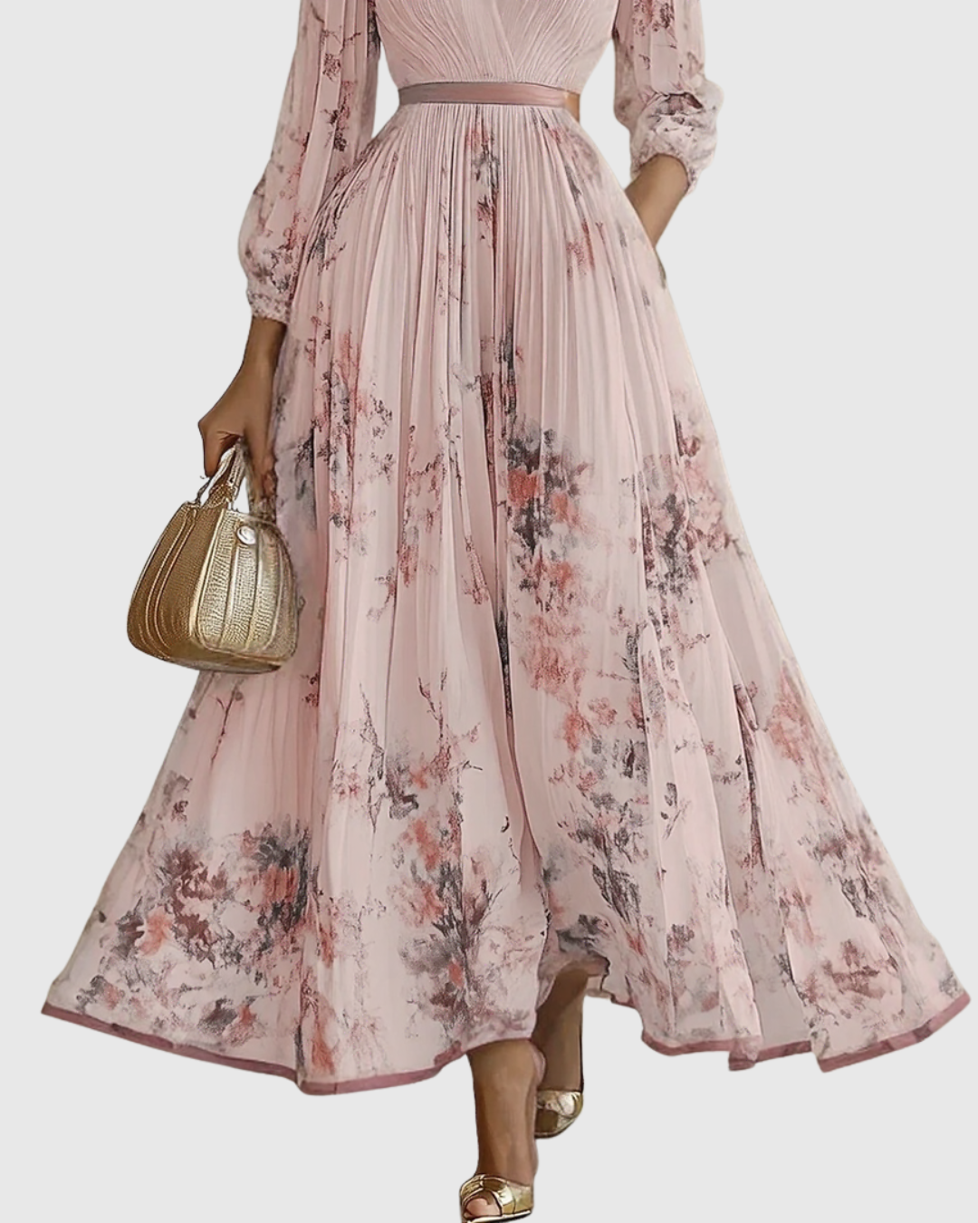 Rowena | Wedding Guest Maxi Dress Pleated V-Neck