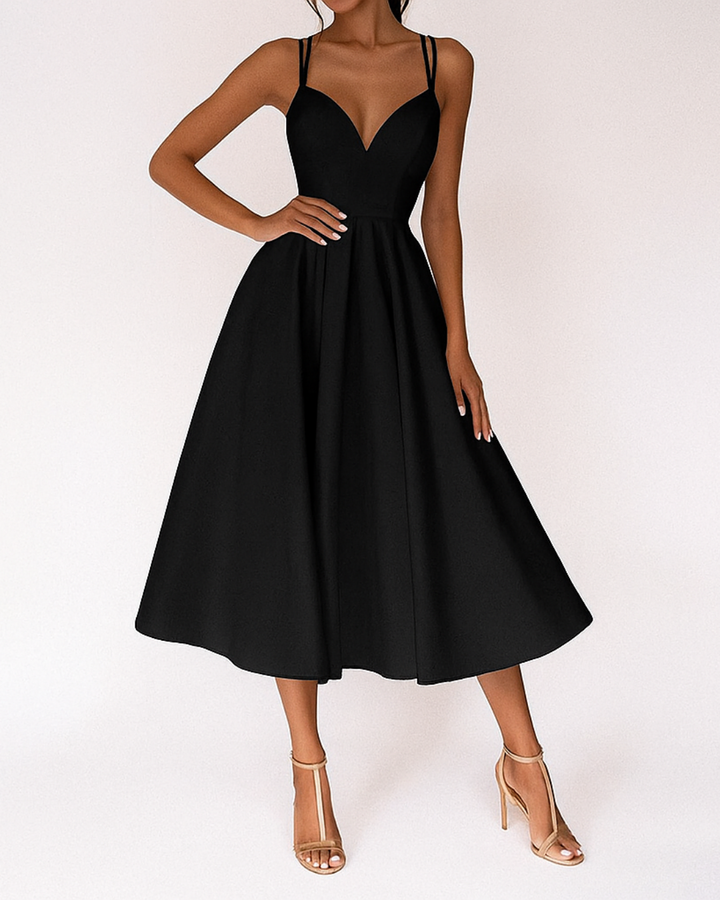 Bella | Midi Wedding Guest Dress with Sweetheart Neck