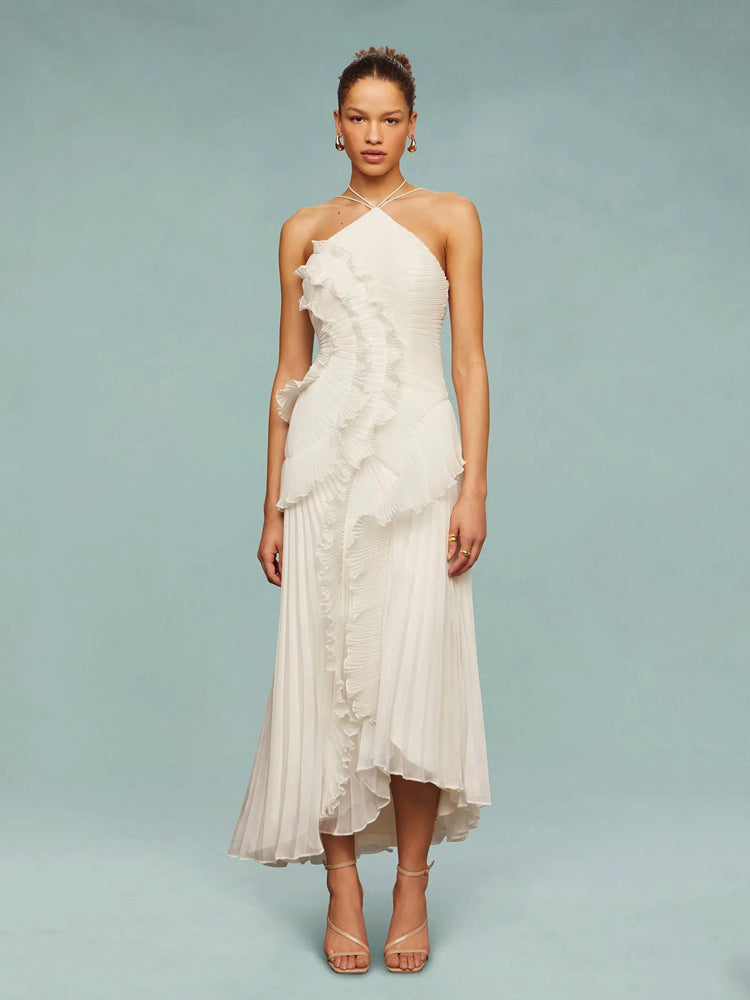 Avery | Wedding Guest Maxi Dress Pleated Asymmetric