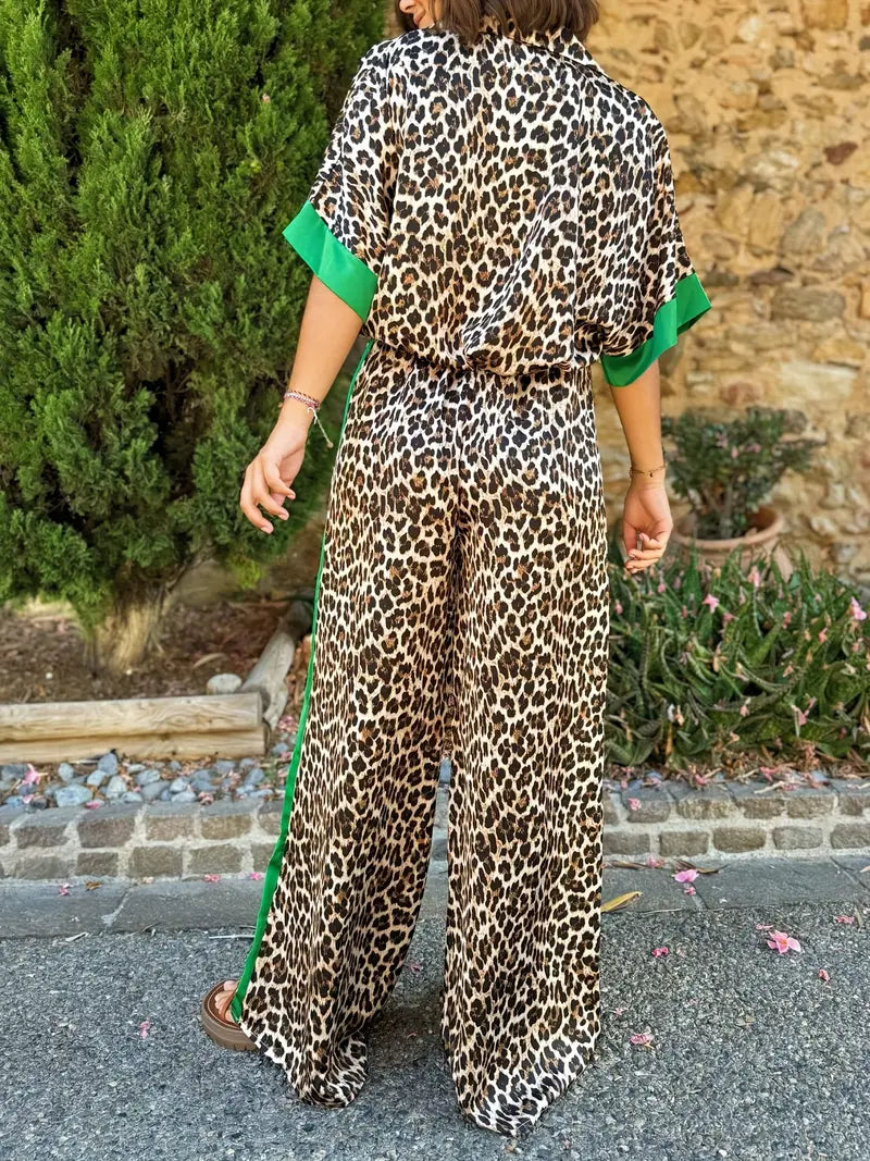 Rita | Matching Set with Animal Print and Contrast Trim