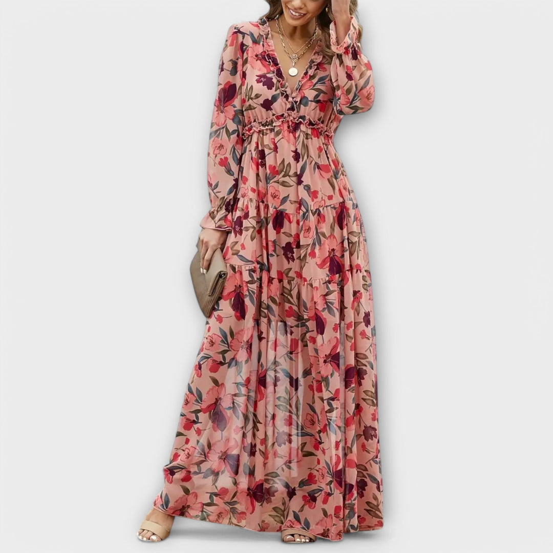 Eve | Maxi Dress with Floral Print and Long Sleeves