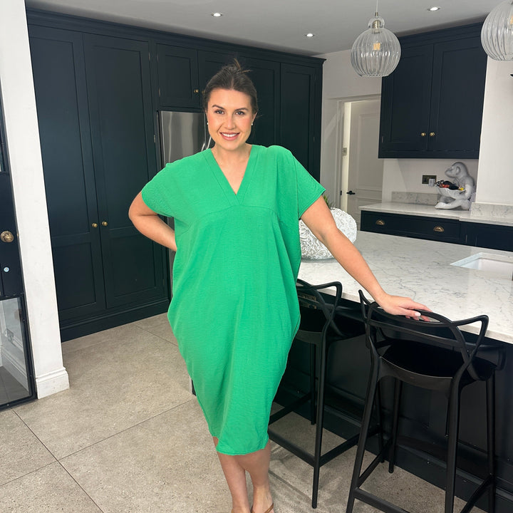 Olivia | Midi Summer Dress with V-Neck and Kimono Sleeve