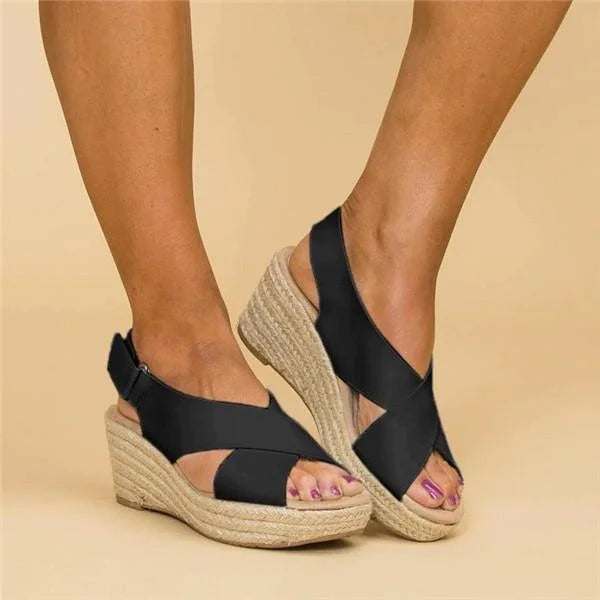 Neve | Orthopedic Espadrille with Cross Strap and Open Toe