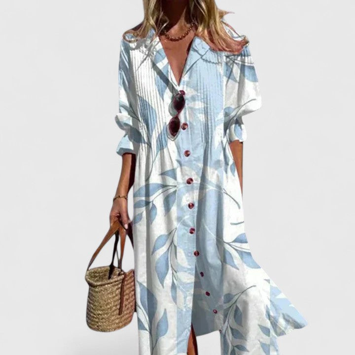Paula | Maxi Shirt Dress with Boho Print