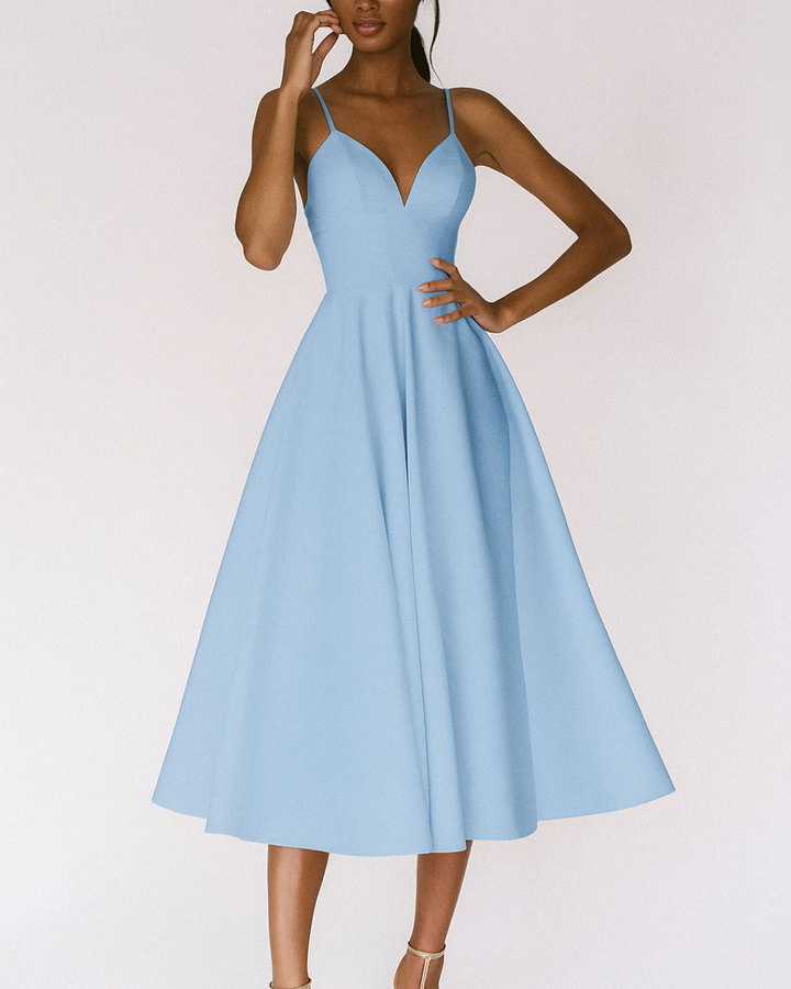 Bella | Midi Wedding Guest Dress with Sweetheart Neck