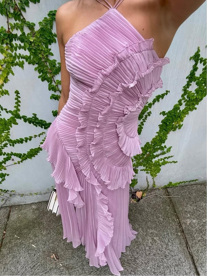 Avery | Wedding Guest Maxi Dress Pleated Asymmetric