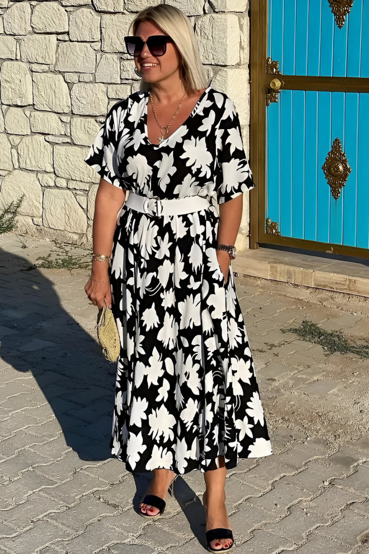 Grace | Maxi Summer Dress with Floral Print and Tiered Hem