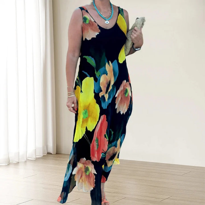 Clara | Maxi Summer Dress with Floral Print and Spaghetti Straps