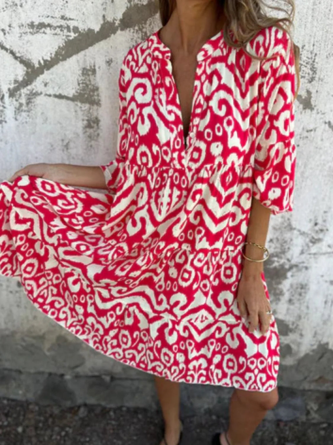Bella | Mini Summer Dress with Boho Print and V-Neck