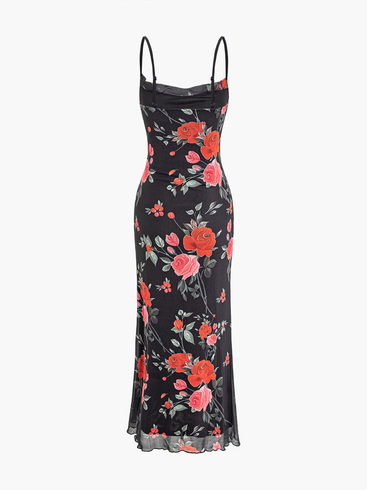 Marigold | Floral Summer Maxi Dress Spaghetti Strap