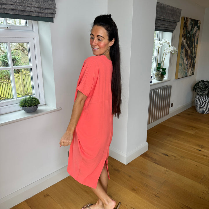 Olivia | Midi Summer Dress with V-Neck and Kimono Sleeve