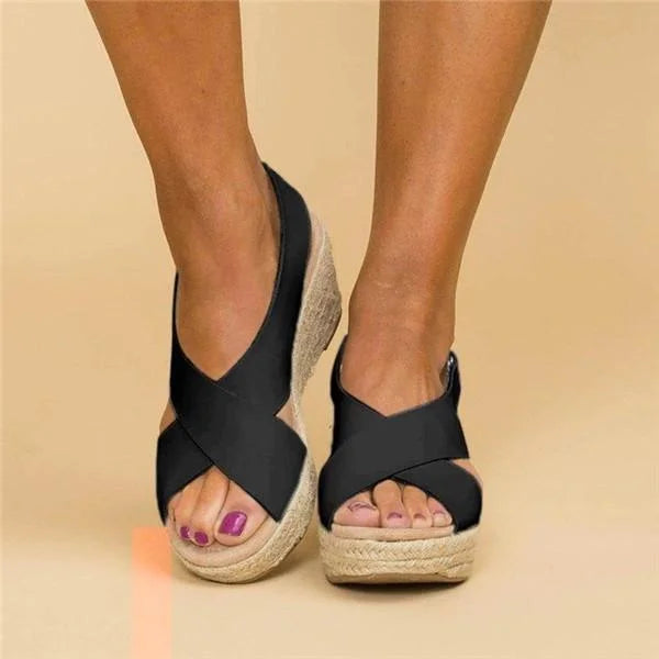 Neve | Orthopedic Espadrille with Cross Strap and Open Toe
