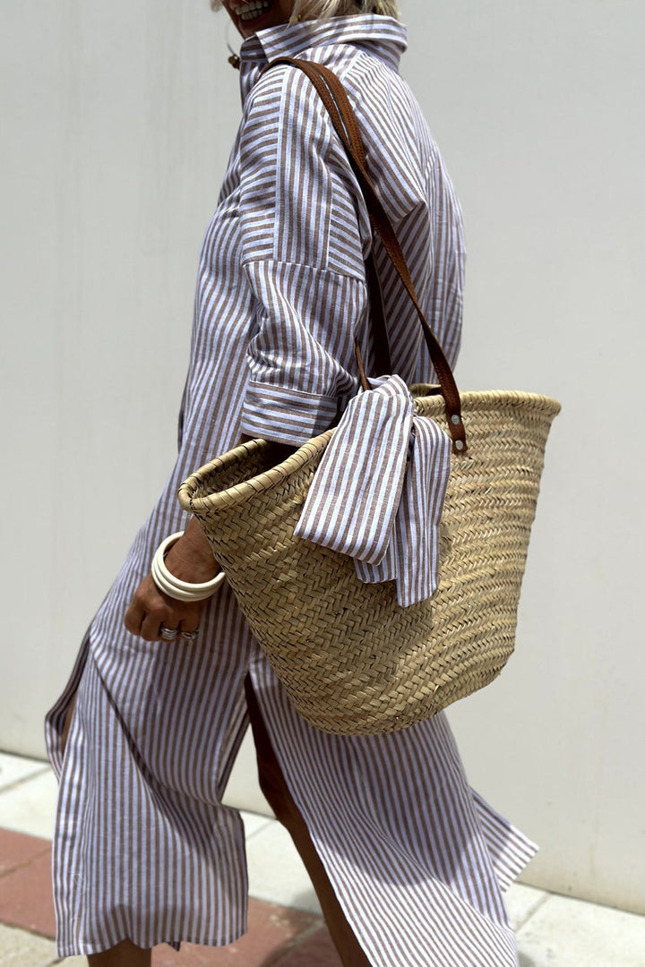 Faith | Midi Shirt Dress with Vertical Stripes