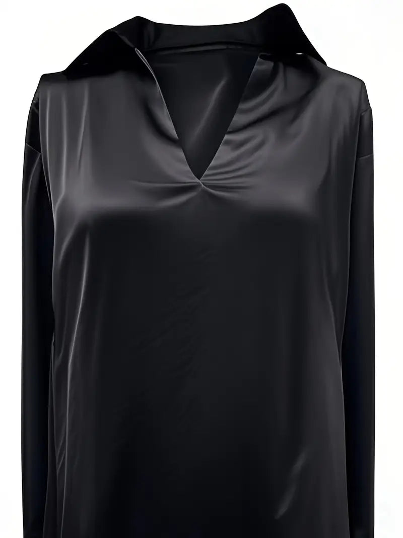 Sylv | Blouse with Deep V-Neck and Long Sleeves