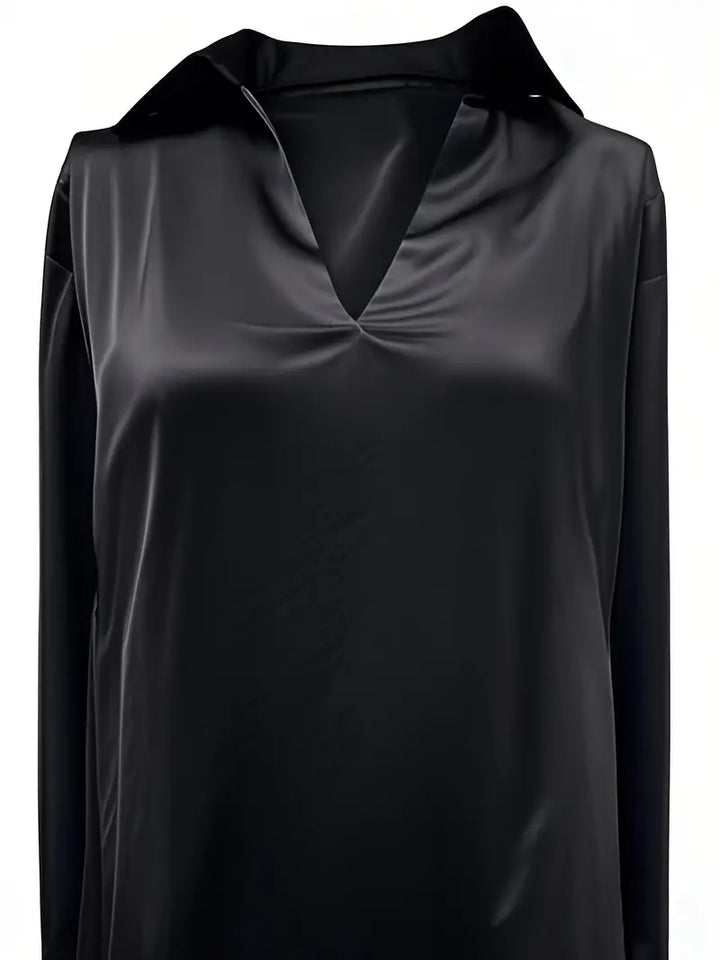 Sylv | Blouse with Deep V-Neck and Long Sleeves