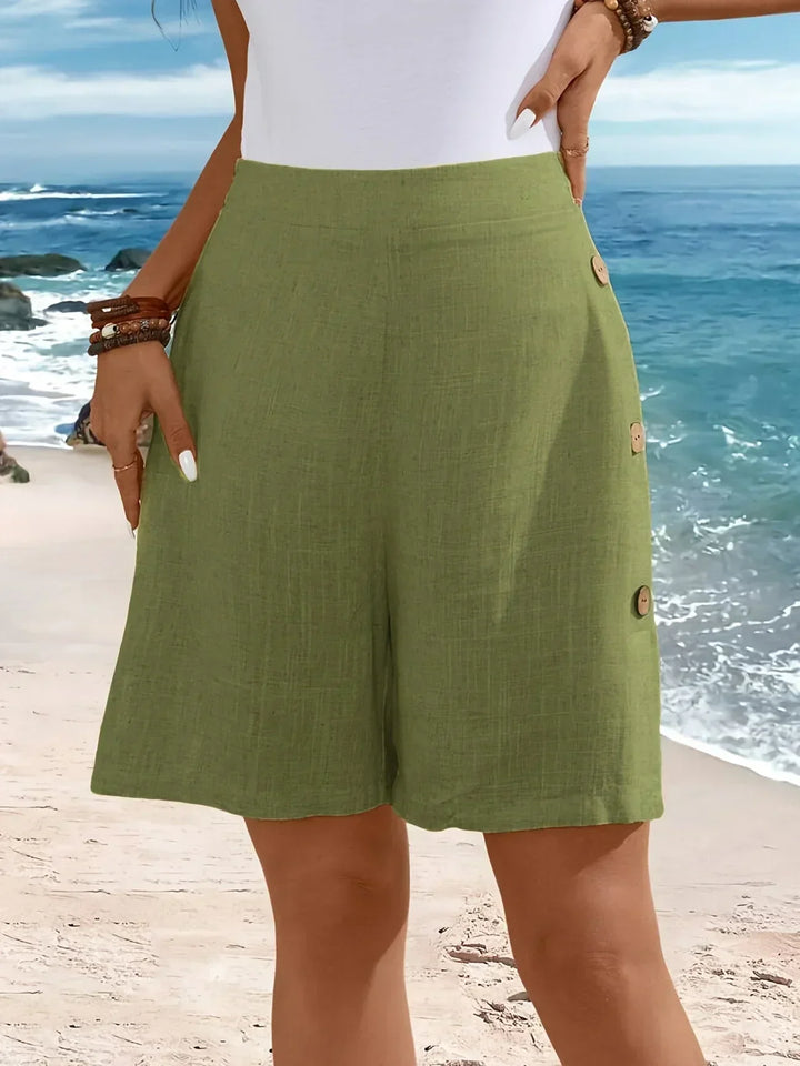 Nell | High Waist Shorts with Side Button Detail