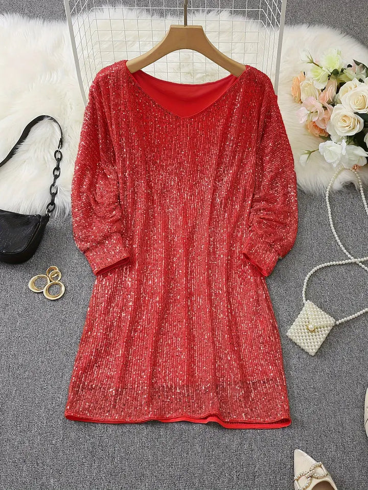 Aria | Mini Cocktail Dress with Sequins and One Shoulder