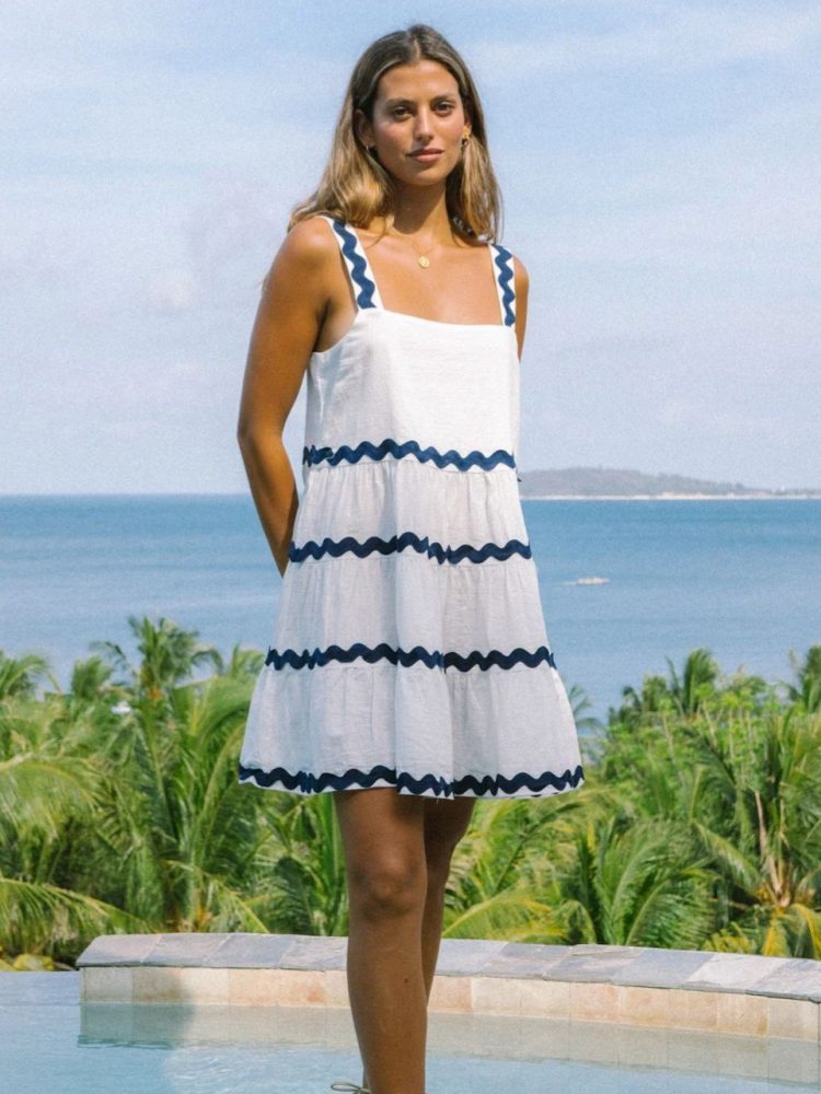 India | Summer Mini Dress Tiered Square Neck