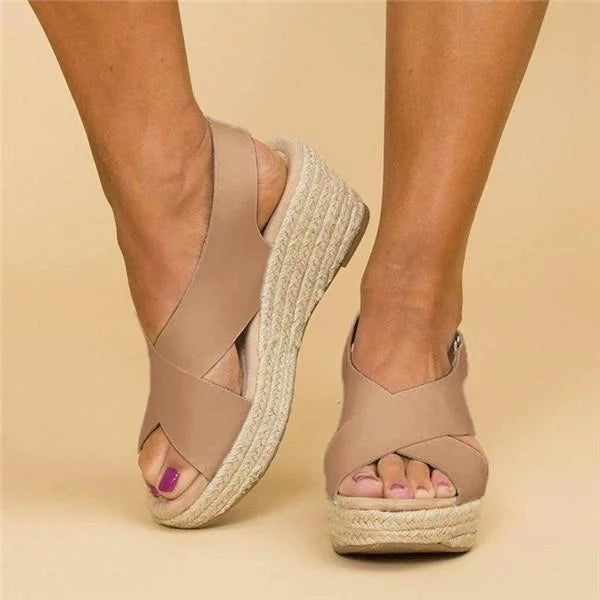 Neve | Orthopedic Espadrille with Cross Strap and Open Toe