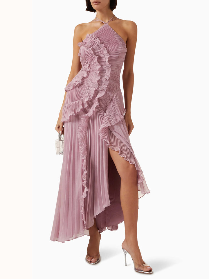Avery | Wedding Guest Maxi Dress Pleated Asymmetric