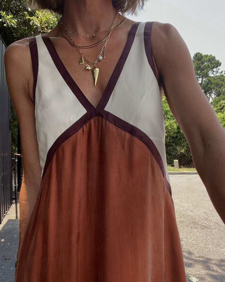 Sienna | Maxi Summer Dress with V-Neck and Contrast Trim
