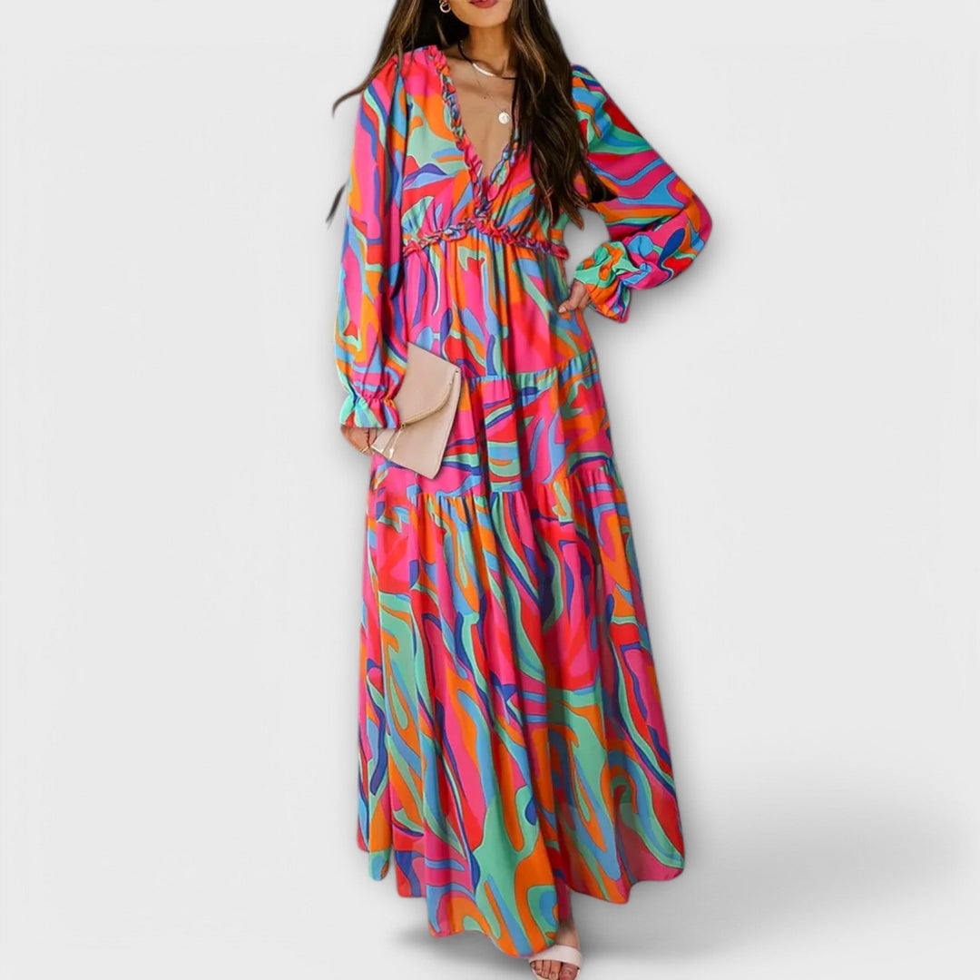 Eve | Maxi Dress with Floral Print and Long Sleeves