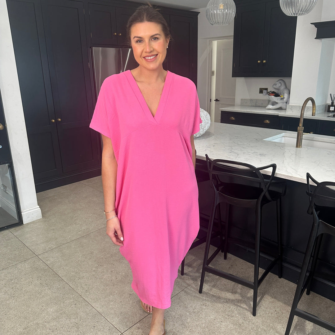 Olivia | Midi Summer Dress with V-Neck and Kimono Sleeve