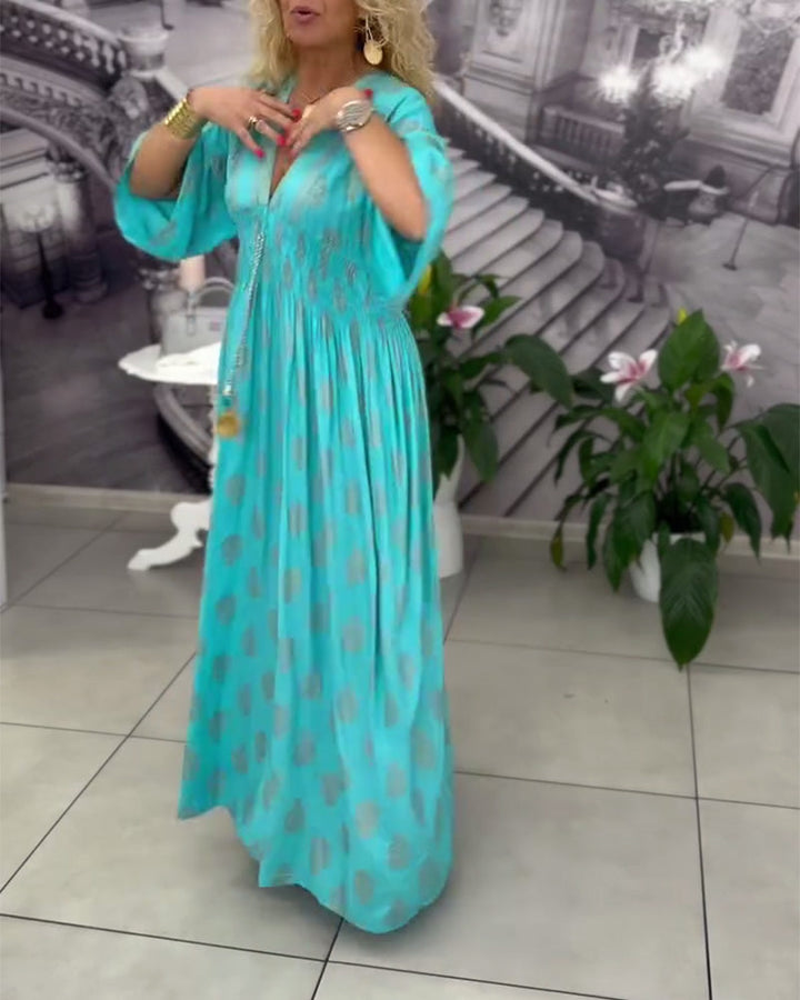 Daisy | Maxi Summer Dress with V-Neck and Smocked Waist