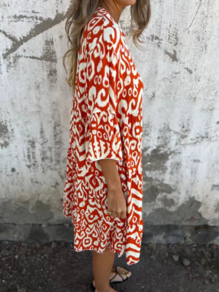 Bella | Mini Summer Dress with Boho Print and V-Neck