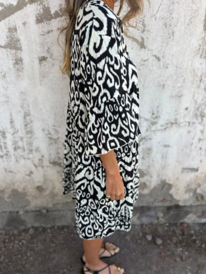 Bella | Mini Summer Dress with Boho Print and V-Neck