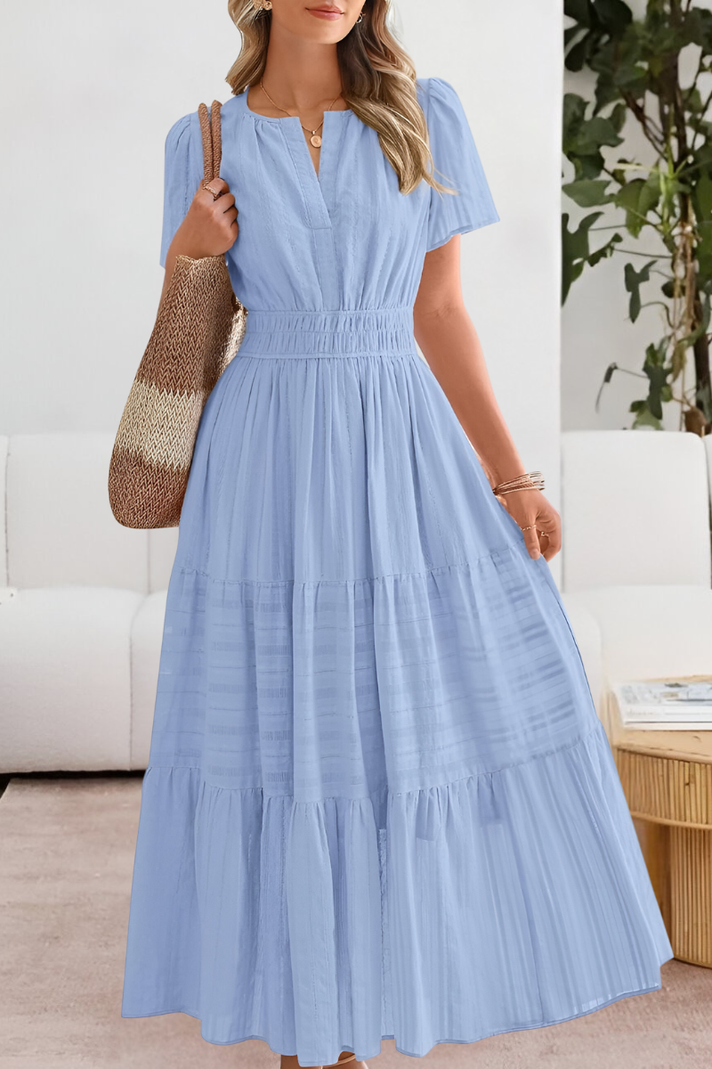 Esme | Boho Maxi Dress Smocked Short Sleeve