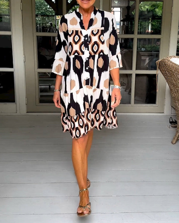 Camilla | Mini Summer Dress with Boho Print and V-Neck