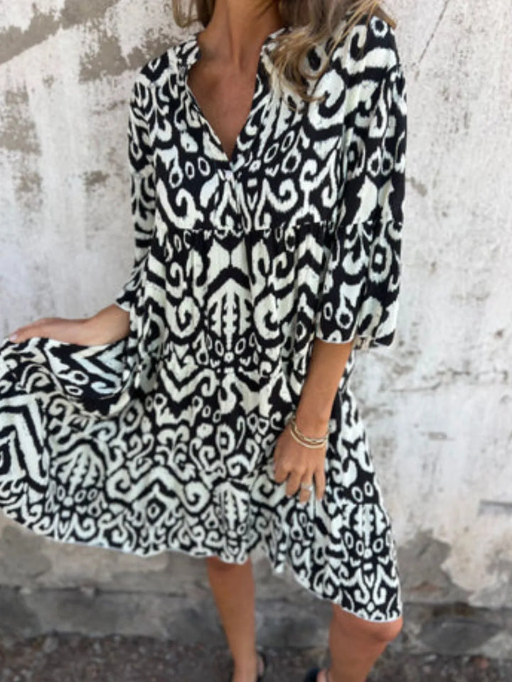 Bella | Mini Summer Dress with Boho Print and V-Neck