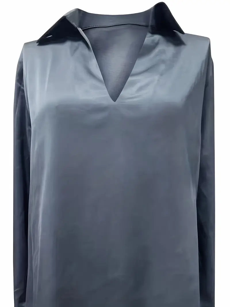 Sylv | Blouse with Deep V-Neck and Long Sleeves