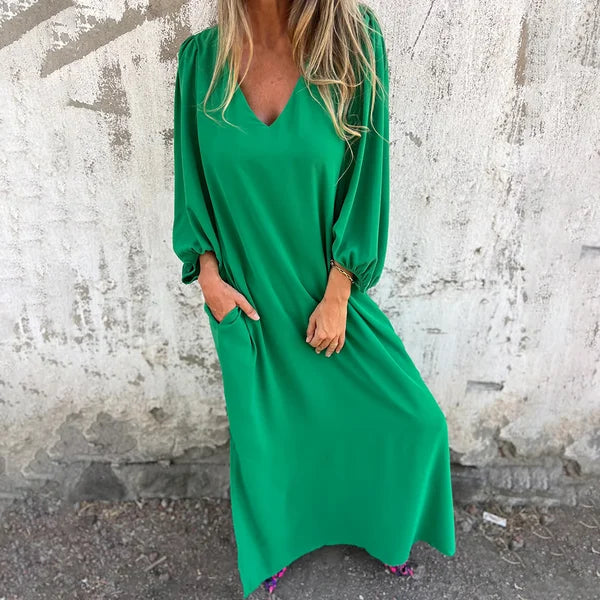 Lillian | Loose Maxi Dress Side Slit Pockets