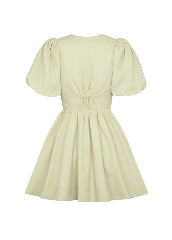 Amber | Mini Summer Dress with Deep V-Neck and Puff Sleeves