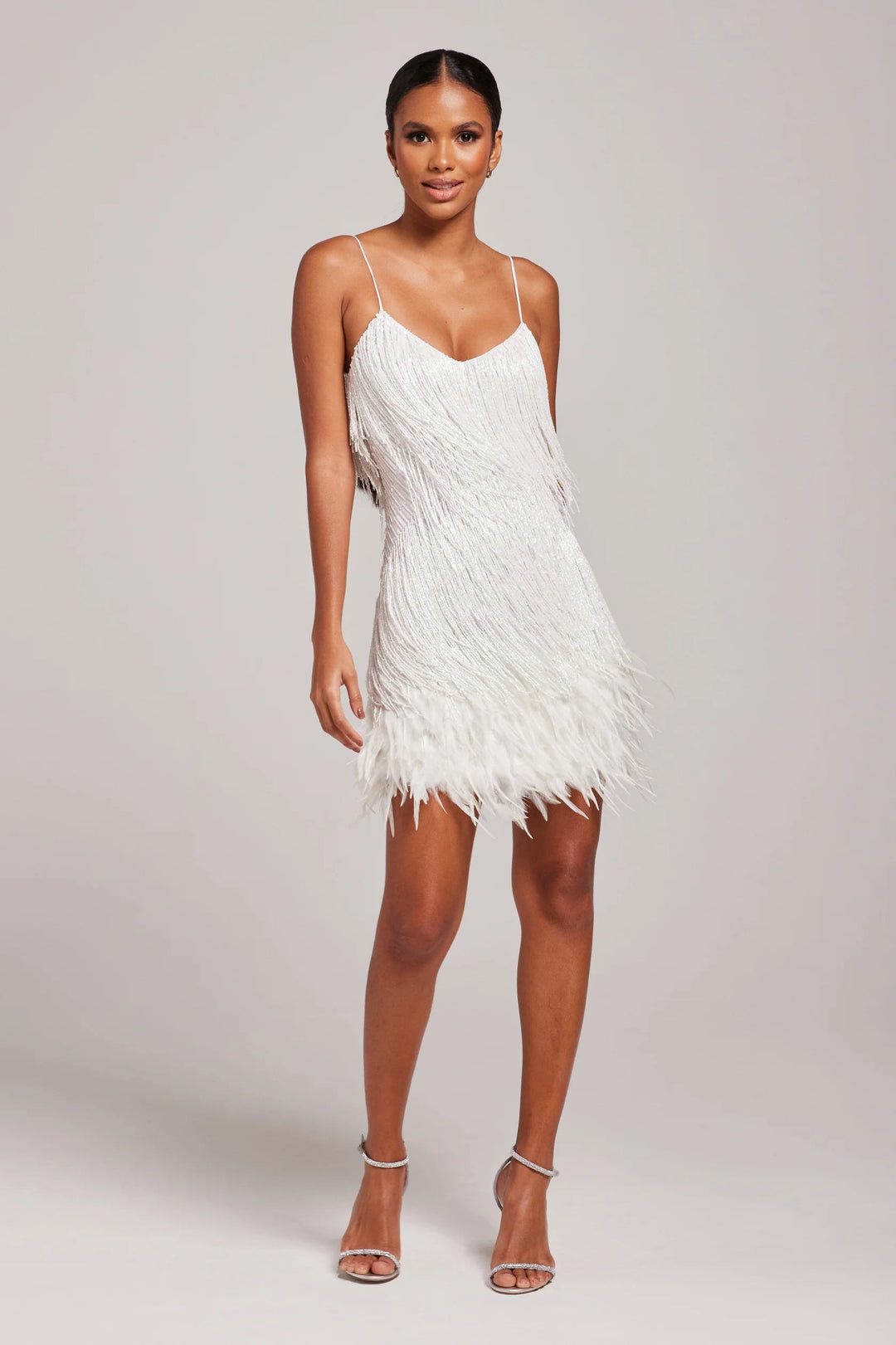 Margaret | Mini Cocktail Dress with Fringe and Feather Hem