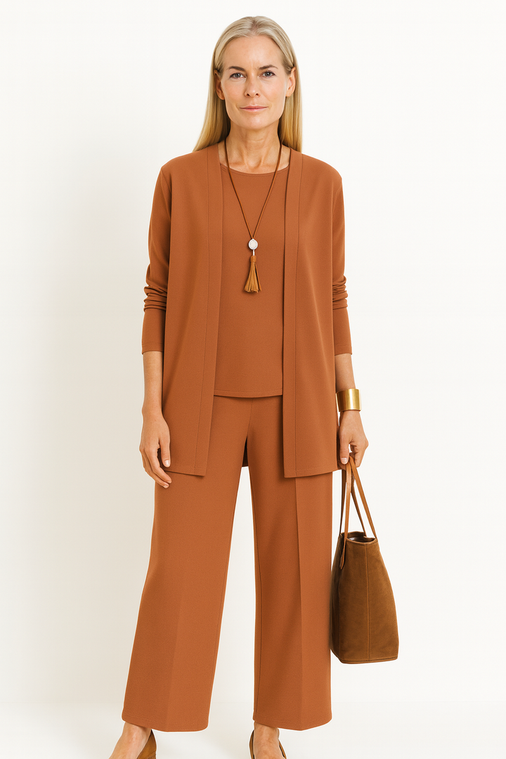 Celia | Co-ord Set with Open Cardigan and Wide Leg Trousers