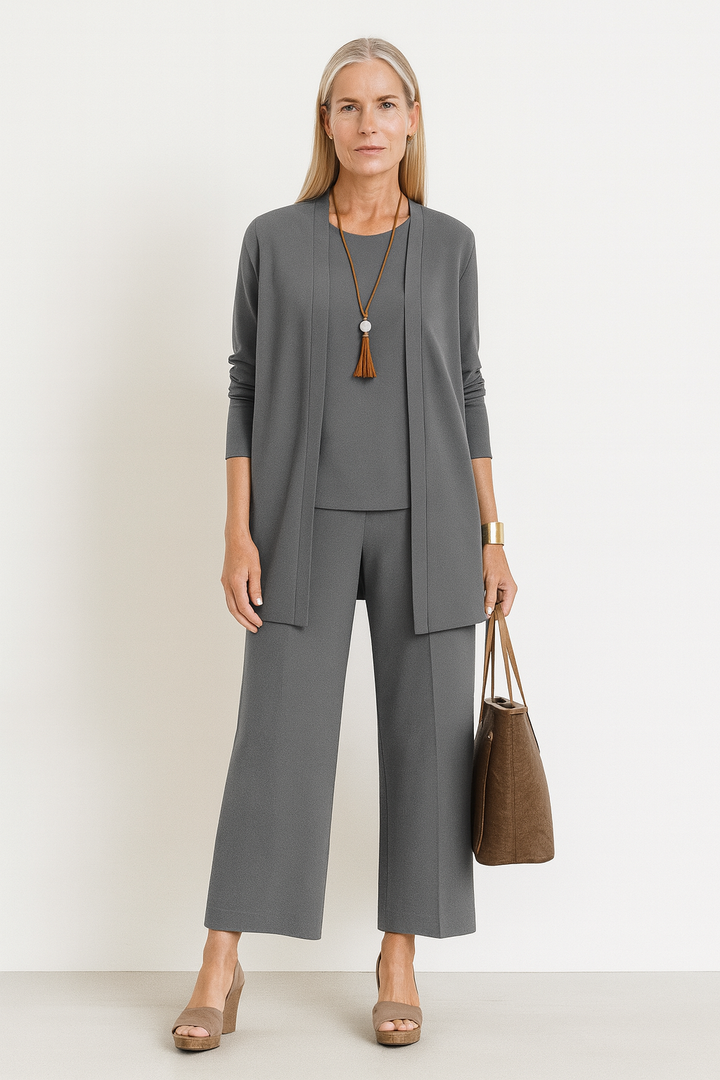 Celia | Co-ord Set with Open Cardigan and Wide Leg Trousers